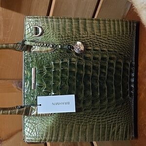 Brahmin Caroline Matcha Gebuine Leather Satchel NWT